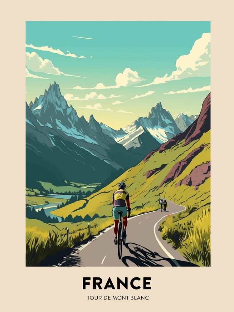Tour De Mont Blanc France 6 Vintage Cycling Travel Poster