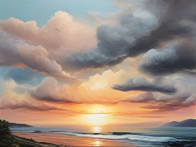 Sunset At The Beach with black clouds