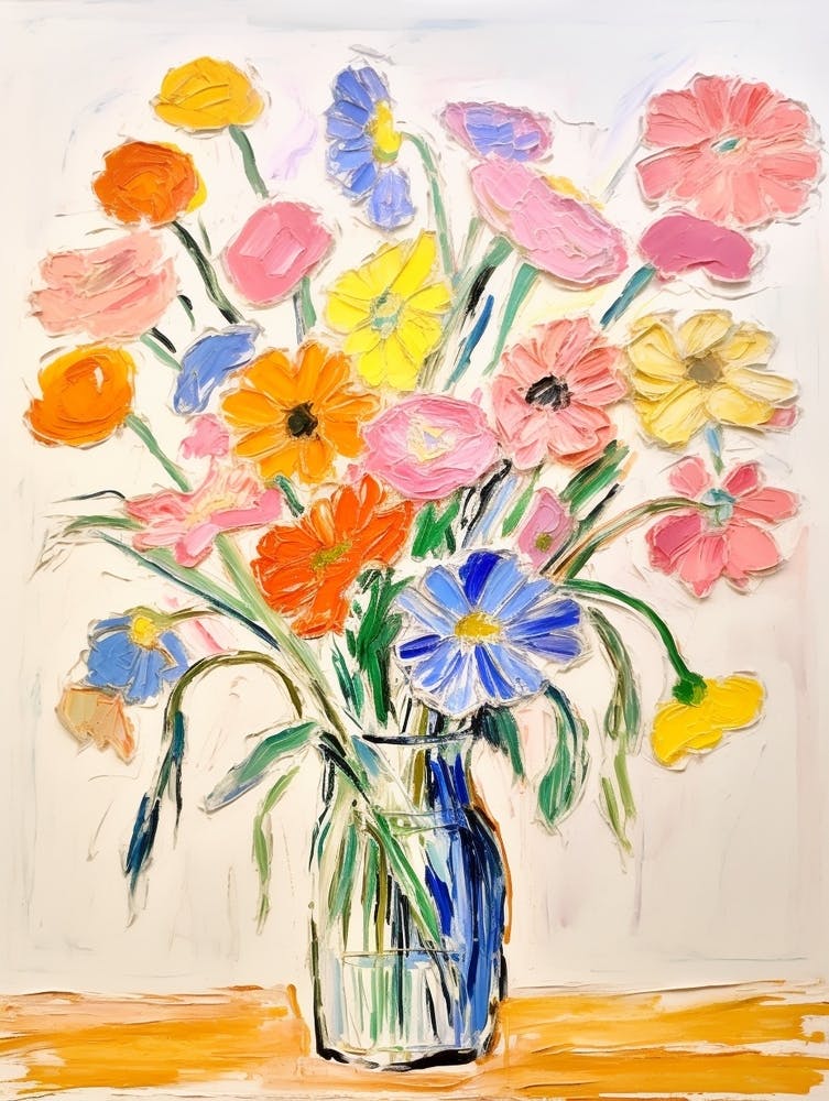 Flower Painting Fauvist Style Flax Flower 4