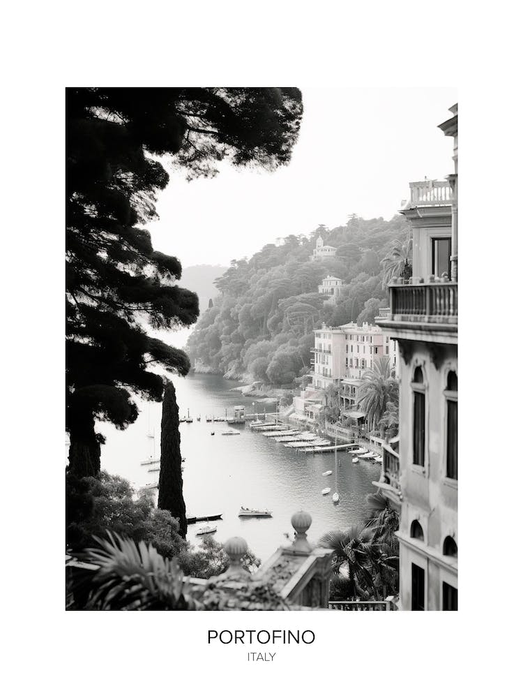 Poster Of Portofino, Italy, Black And White Photo 3