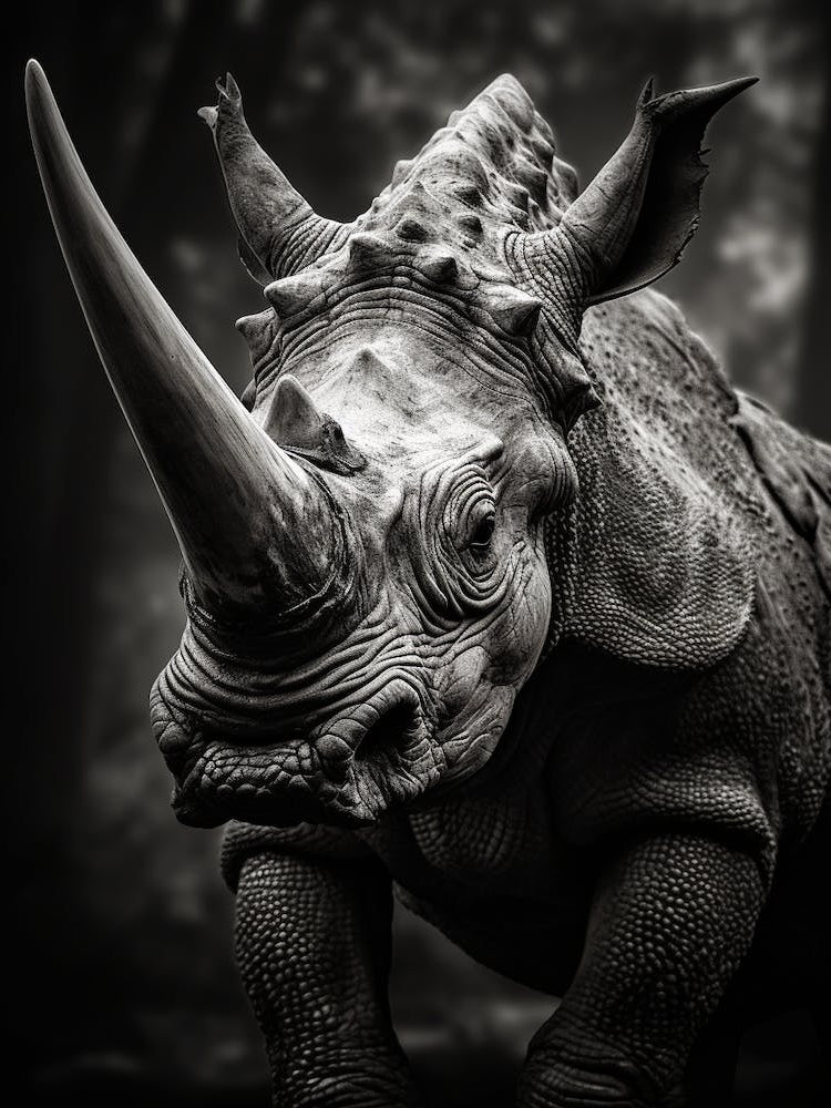 Black And White Photograph Of A Triceratops 2