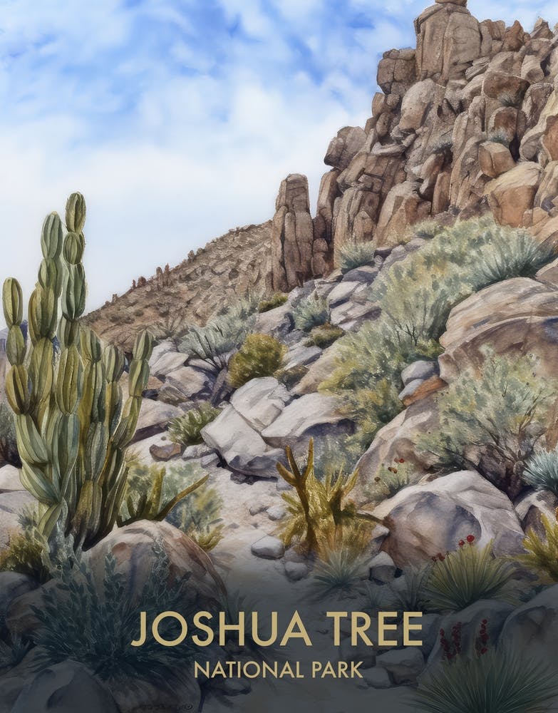 Joshua Tree National Park Watercolour Vintage Travel Poster 1