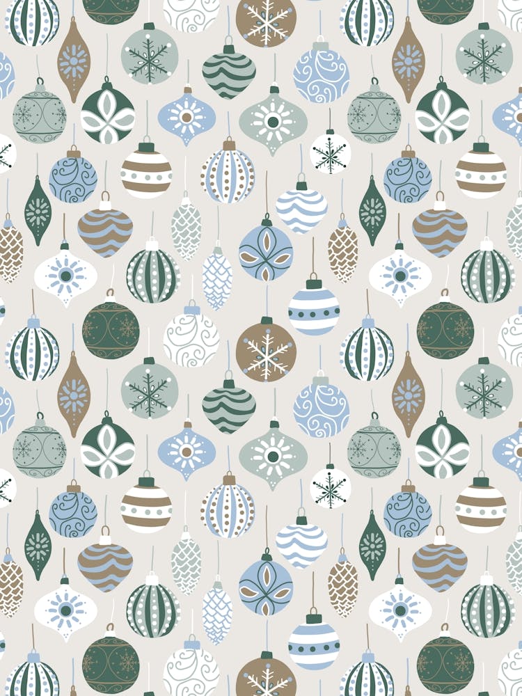 Ornate Scandinavian Christmas Tree Ornaments Blue Green Beige