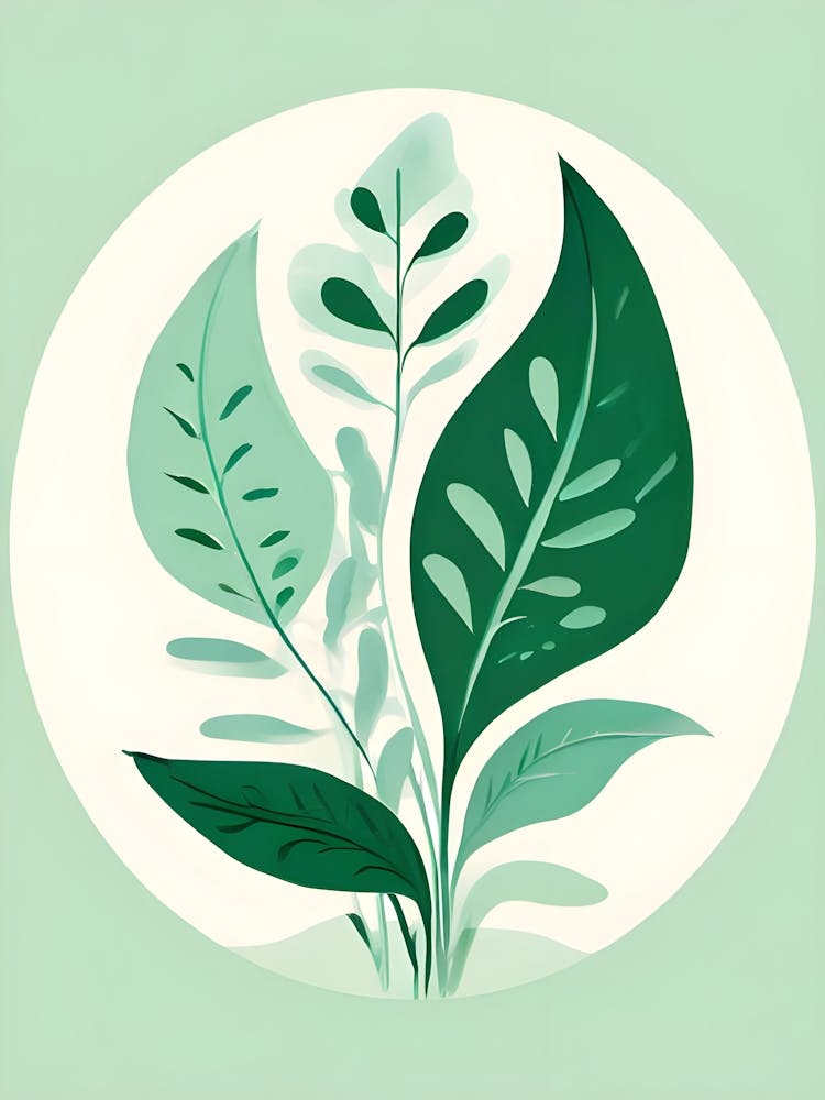 Green Leaves In A Circle