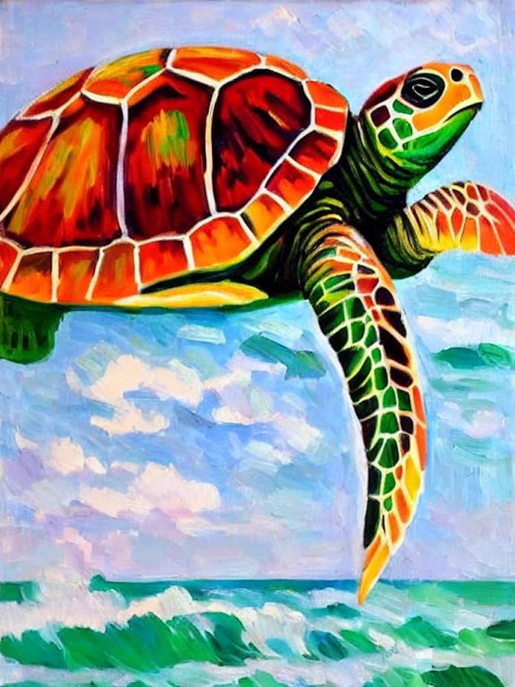 Green Sea Turtle Matisse Inspired