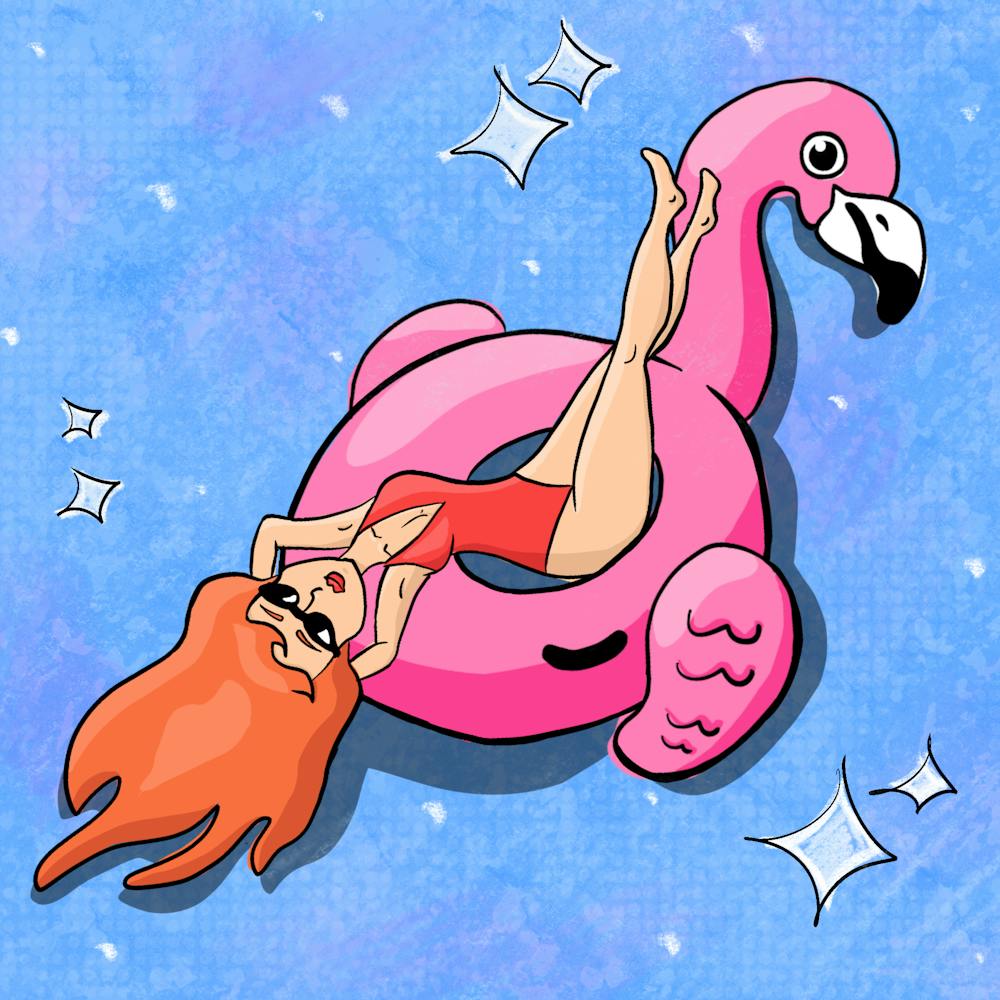 Summer pool party swimming girl decoration - Pink Flamingo