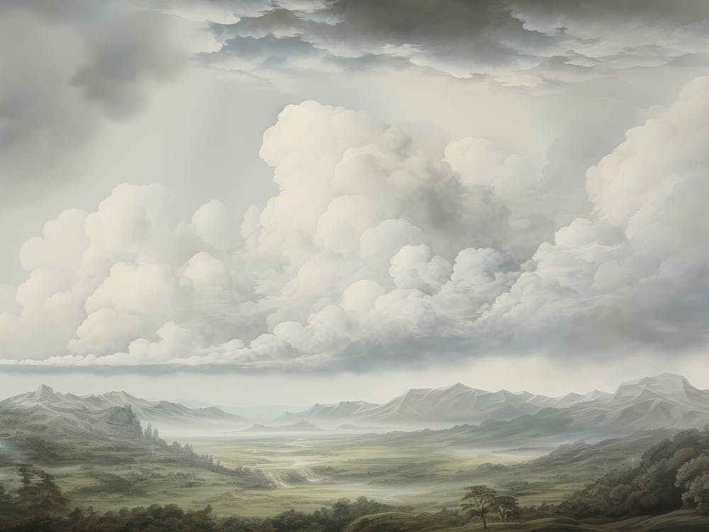 Mountain Valley Scenery Antique