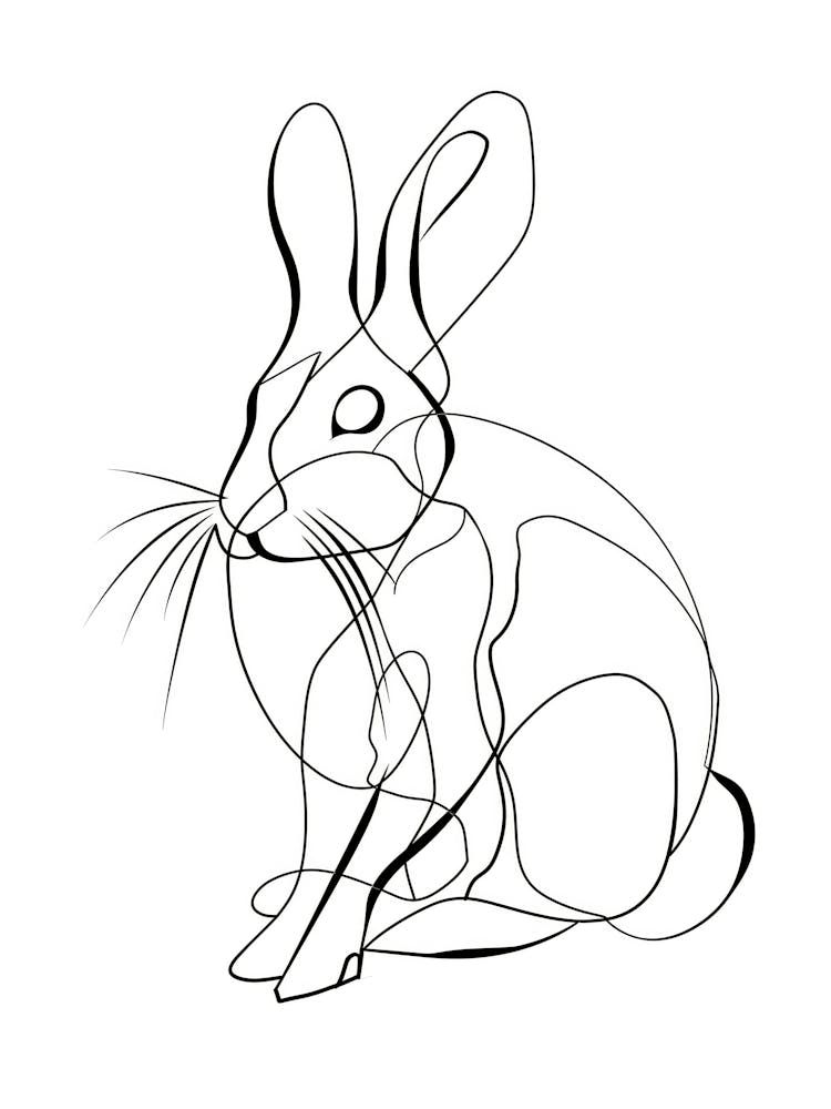 Continuous Line Drawing Of Rabbit animal lines art
