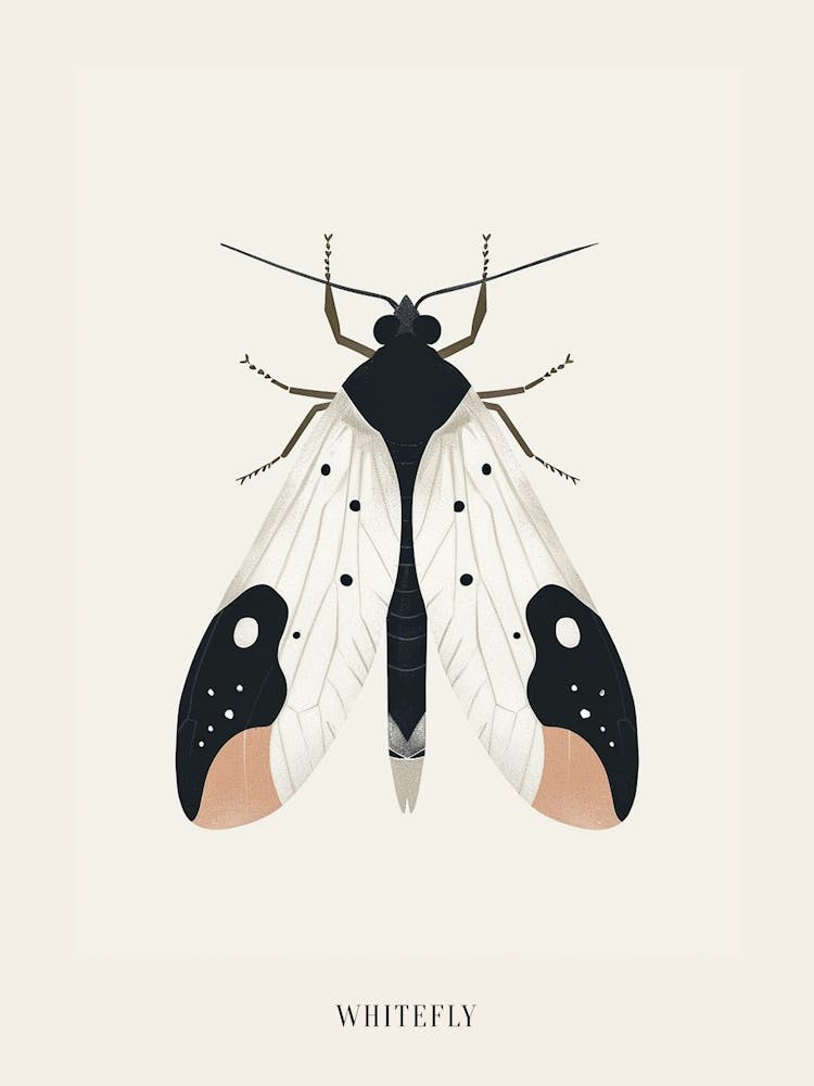 Colourful Insect Illustration Whitefly 20 Poster