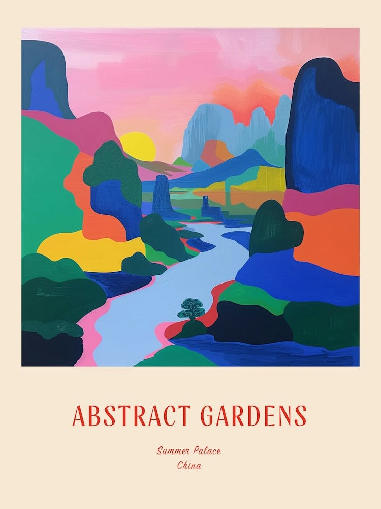 Bunte Gärten Summer Palace China 1 Rotes Poster