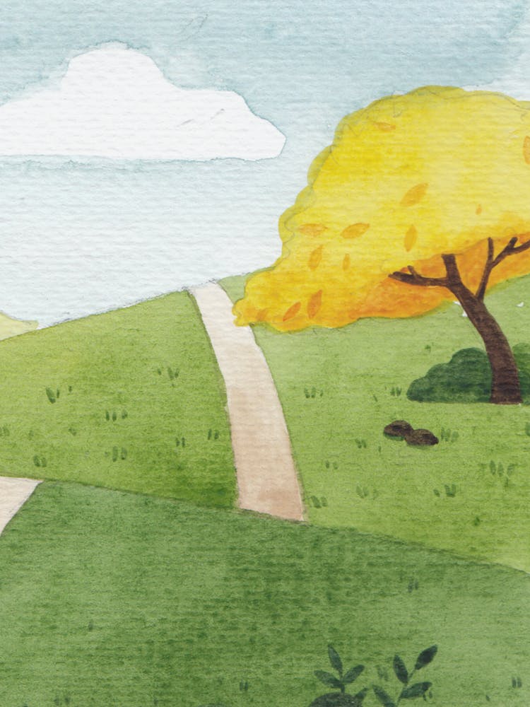 Watercolor Of A Yellow Tree