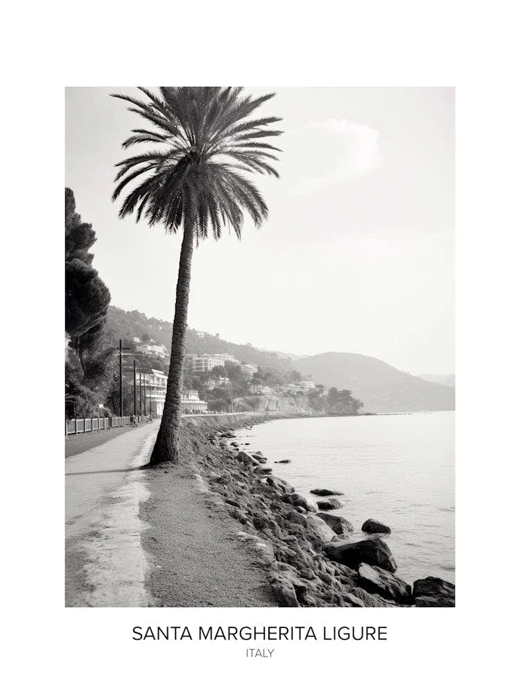 Poster Of Santa Margherita Ligure, Italy, Black And White Photo 1