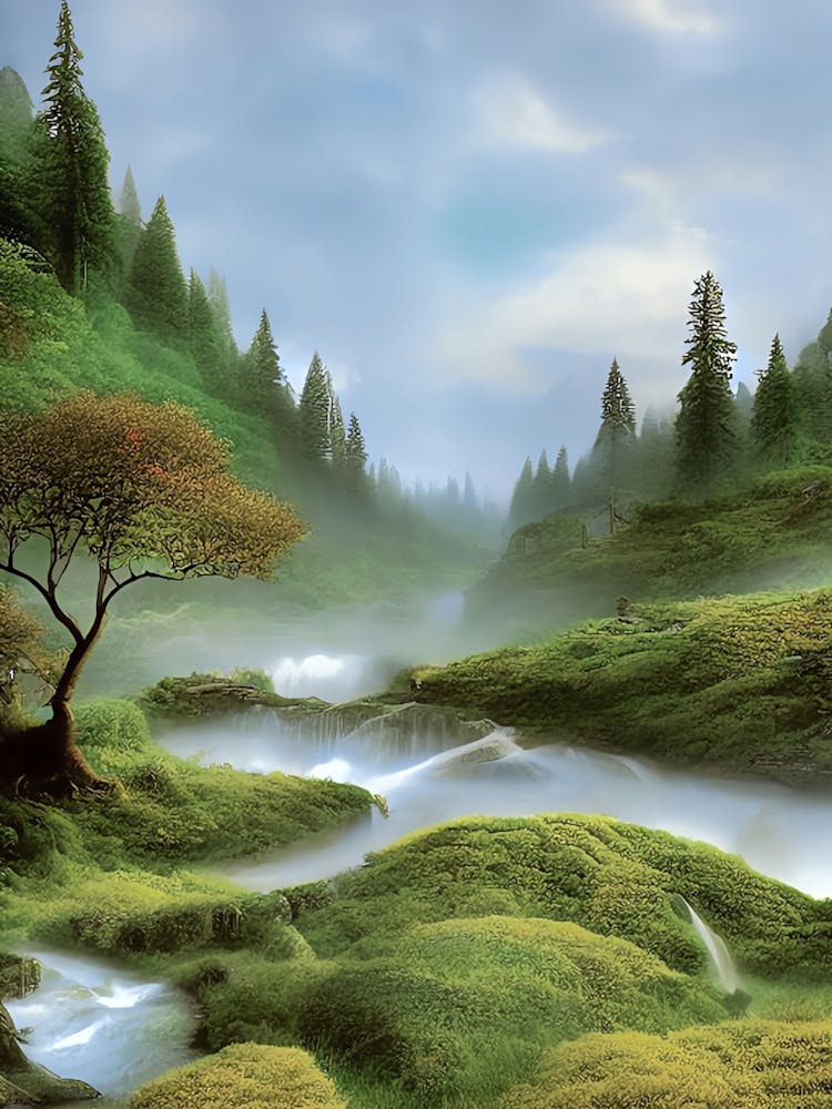 Trees Forest Fairytale Forest Enchanted Forest Flow Fantasy Mystical Water Magic Nature Landscape Valley