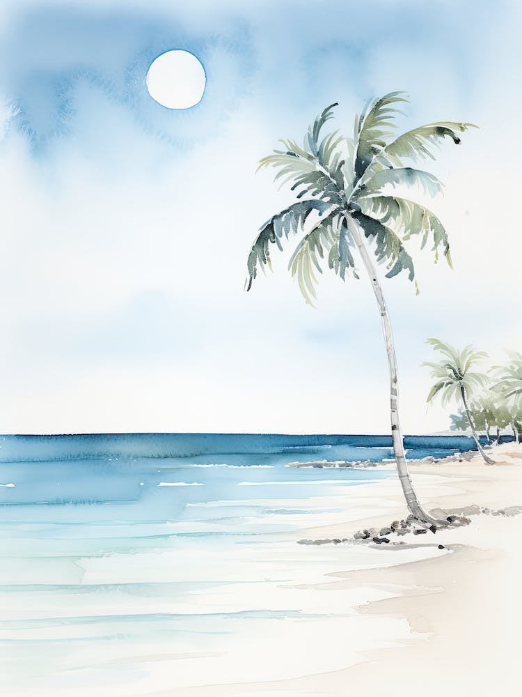 Watercolour Of Grace Bay Beach   Providenciales Turks And Caicos Islands 0