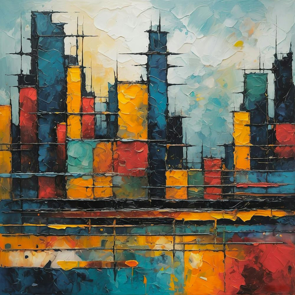 Abstract Cityscape Bauhaus Vibrant colors
