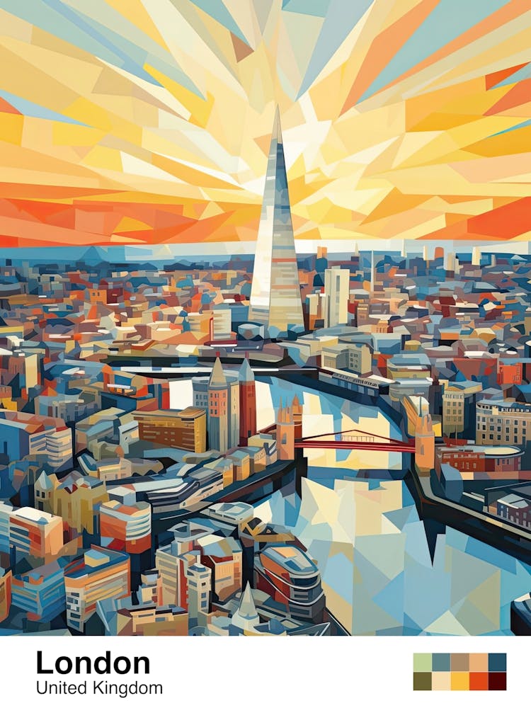 London, United Kingdom, Geometric Illustration 2 Poster
