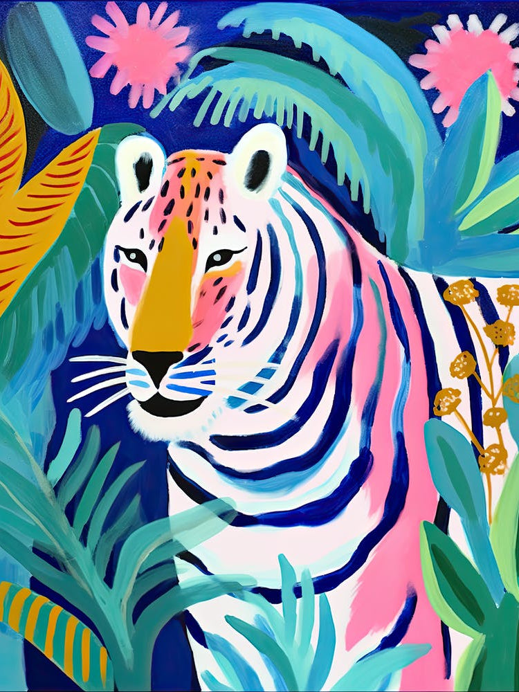 Harsh Tiger In The Jungle, Matisse Inspired