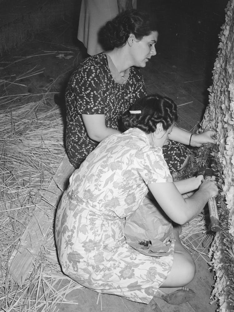 Untitled Photo, Possibly Related To Decorating Float, National Rice Festival, Crowley, Louisiana By Russell Lee