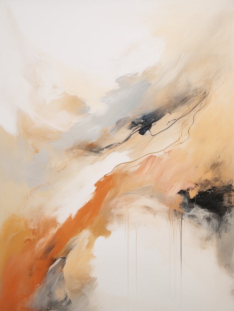 Charcoal And Orange Autumn Abstract Painting 6