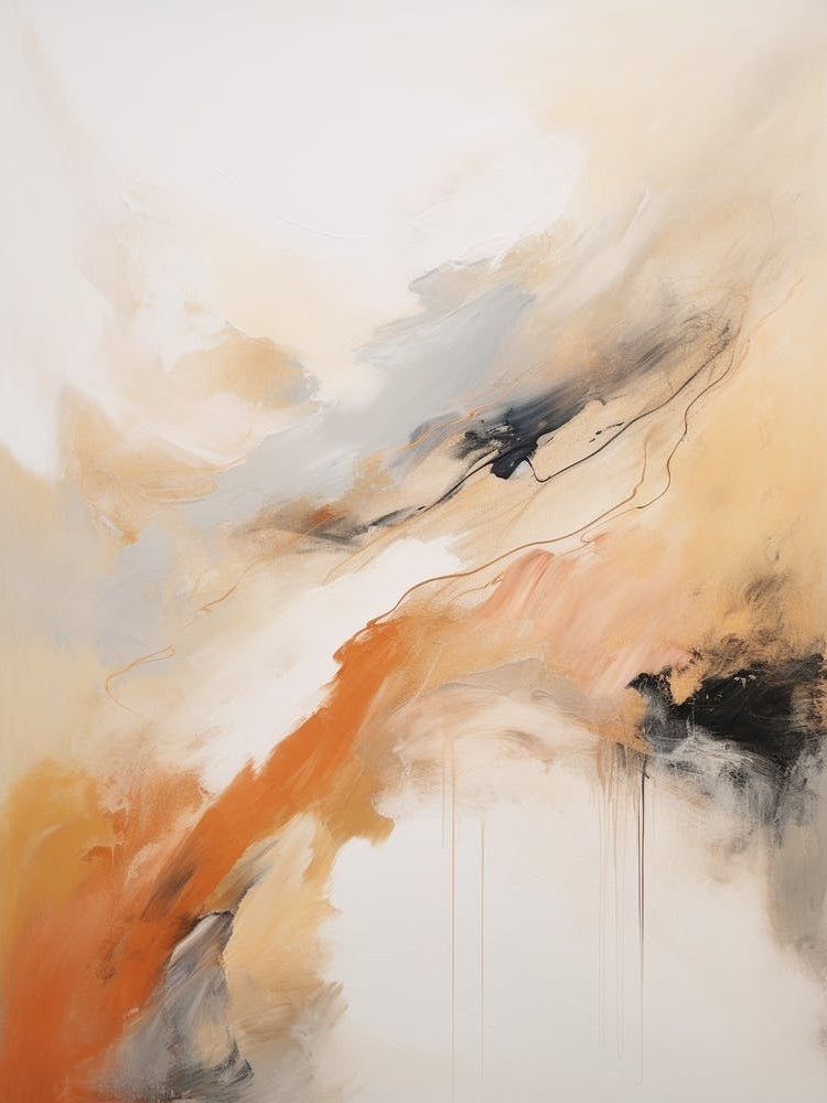 Charcoal And Orange Autumn Abstract Painting 6