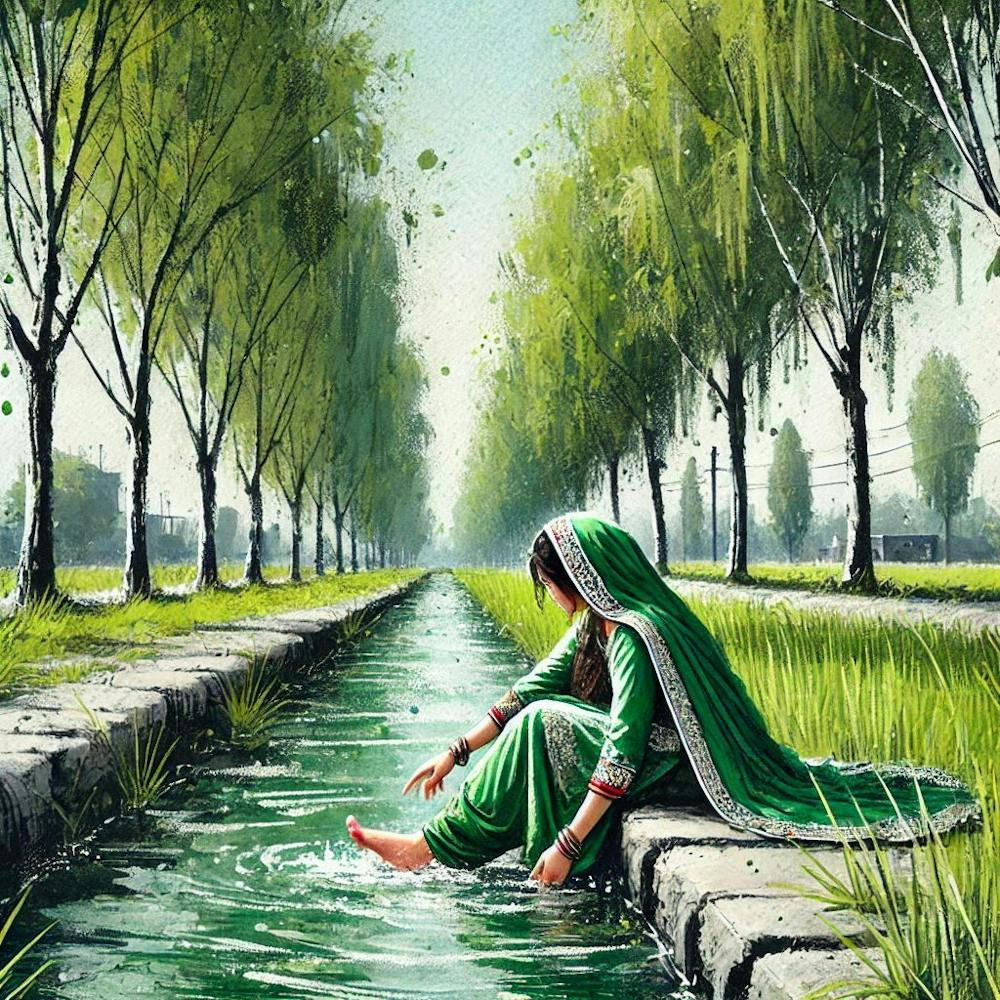 Woman Sitting By A Canal #2