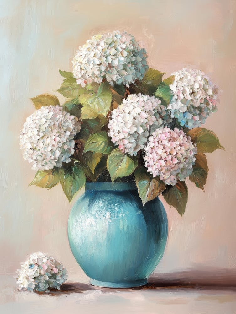 Hydrangeas In A Blue Vase