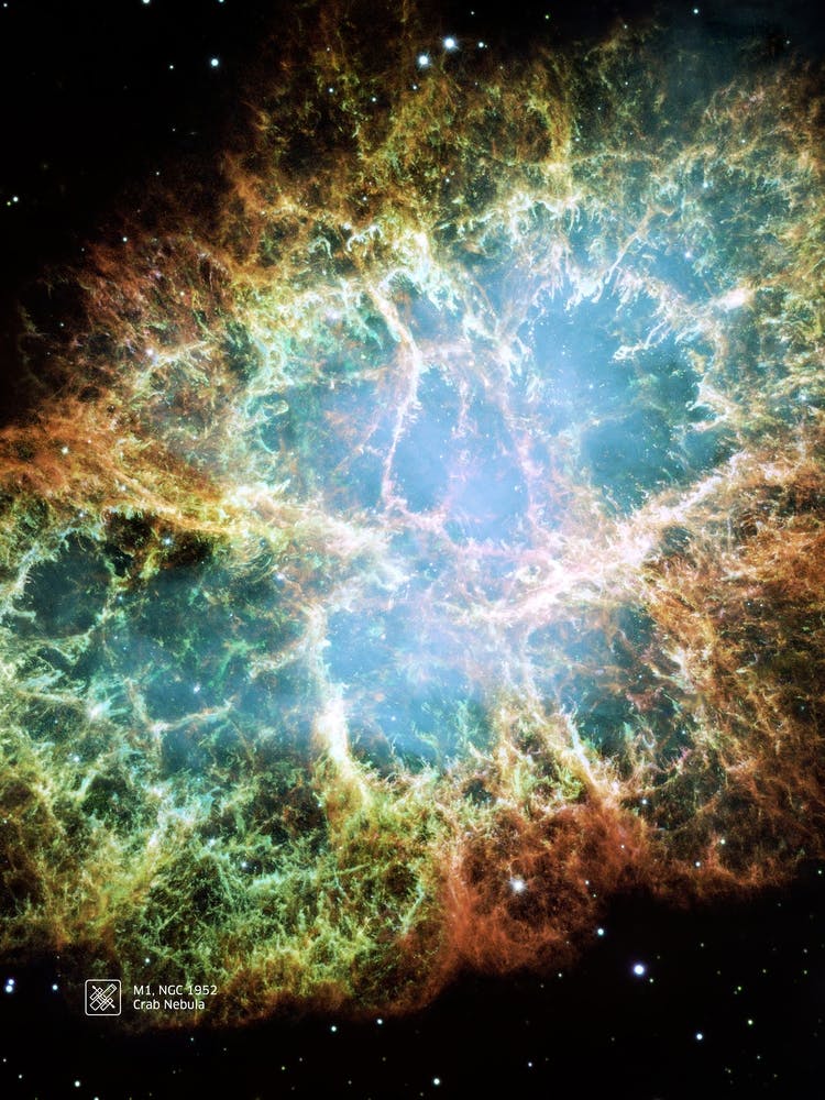 Crab Nebula. M1, NGC 1952 ⛔ HQ-quality (NASA Hubble Space Telescope) — space poster, science poster, space photo