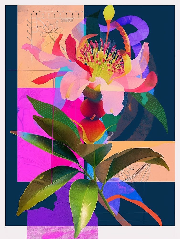 Bergamot 1 Neon Flower Collage