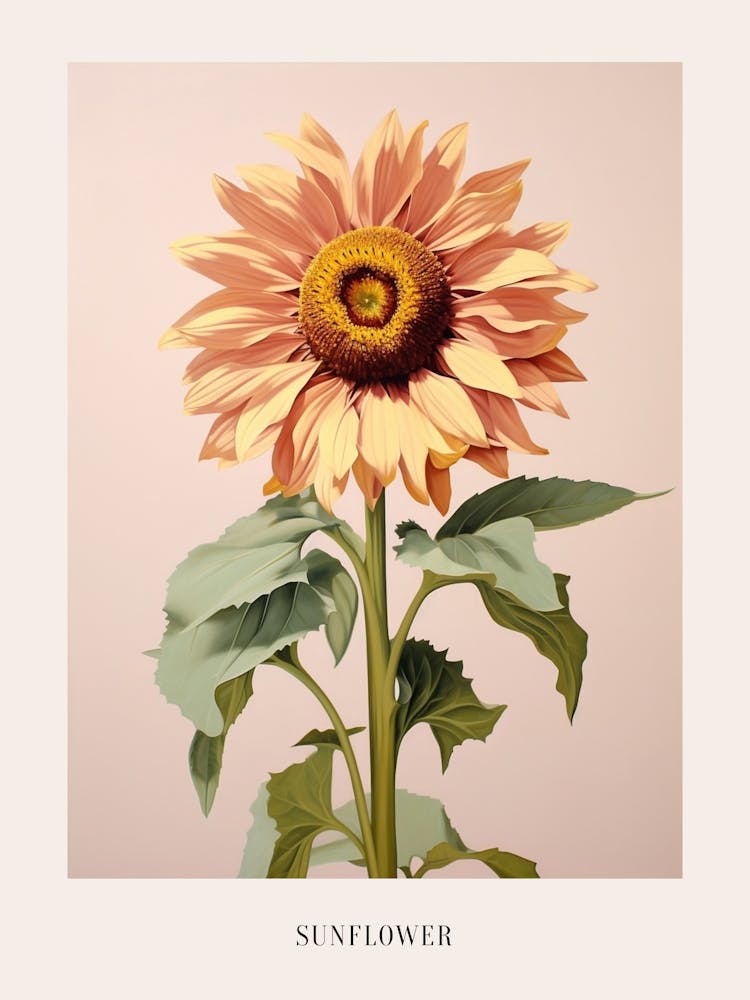 Floral Illustration Sunflower 3 Poster