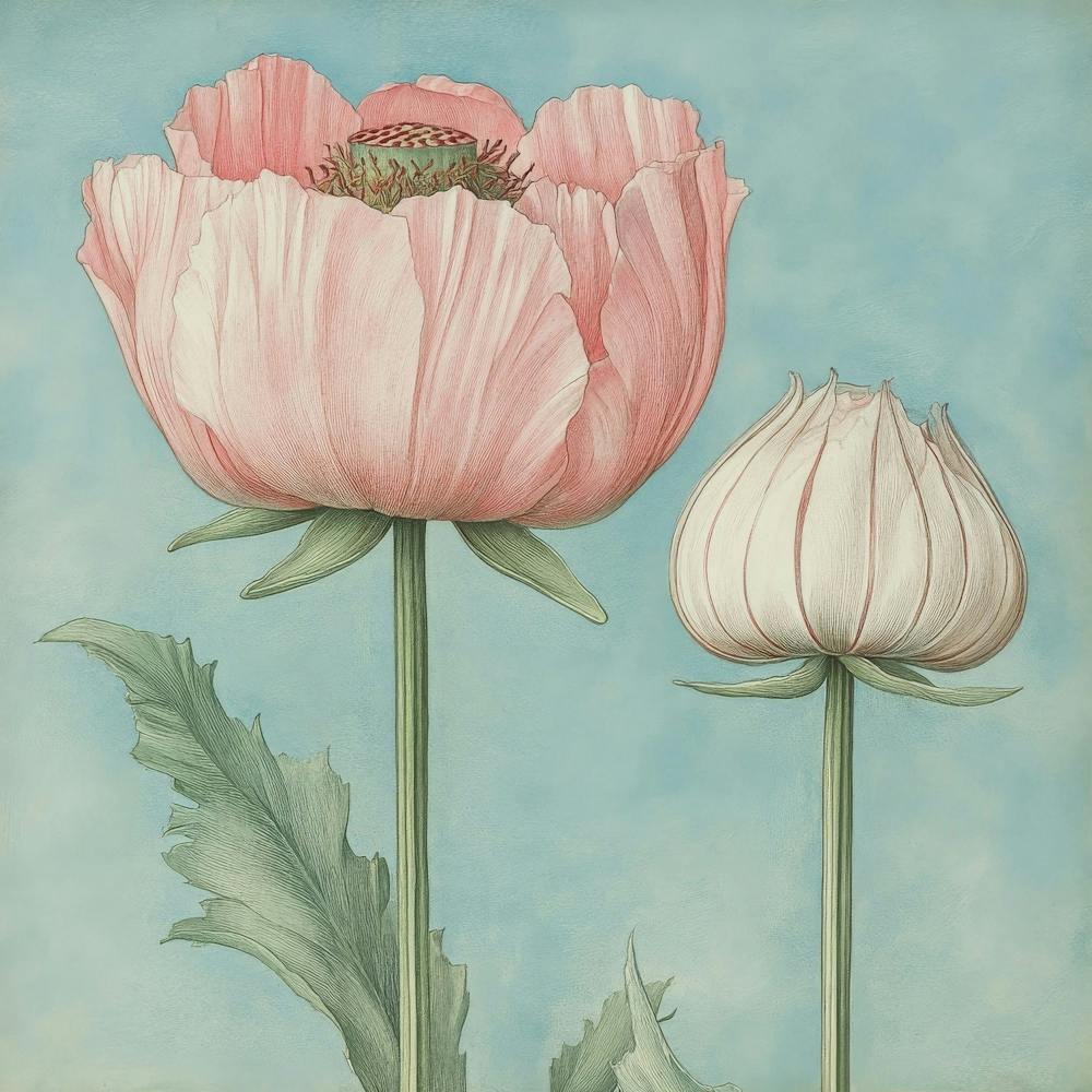 Two Pink Poppies Art 1