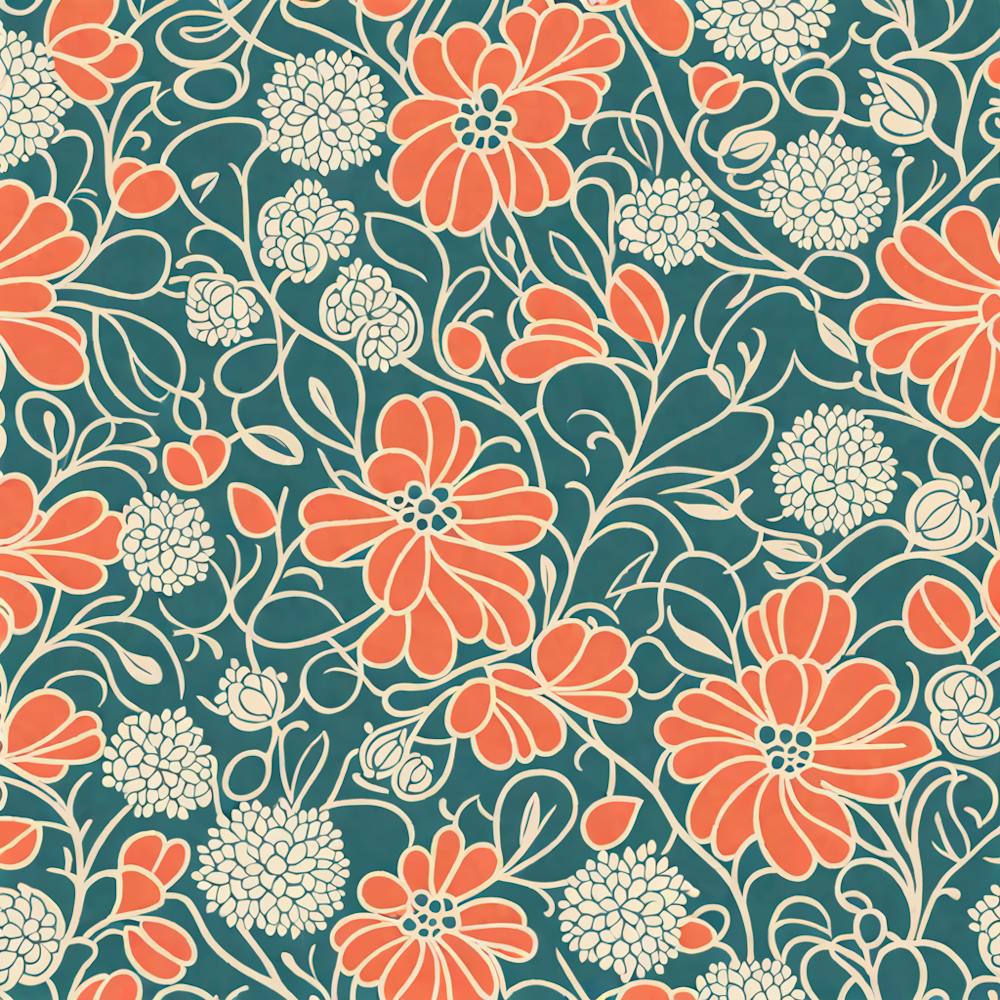 Mid Century inspired modern Seamless floral Pattern, 269