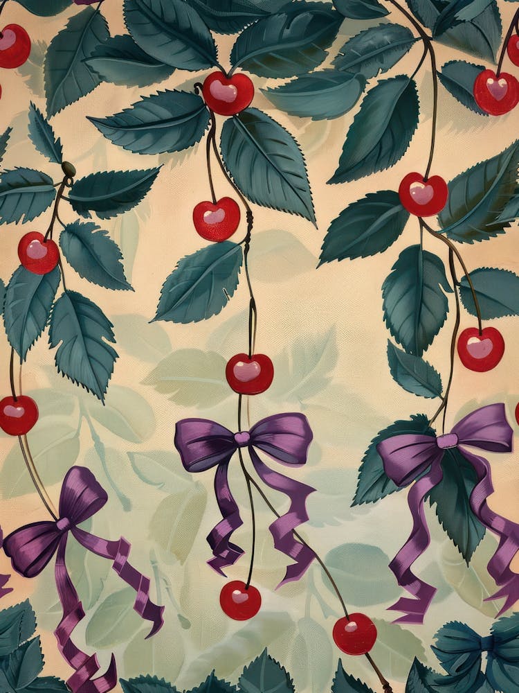 Botanical Bows And Cherries 6 Pattern