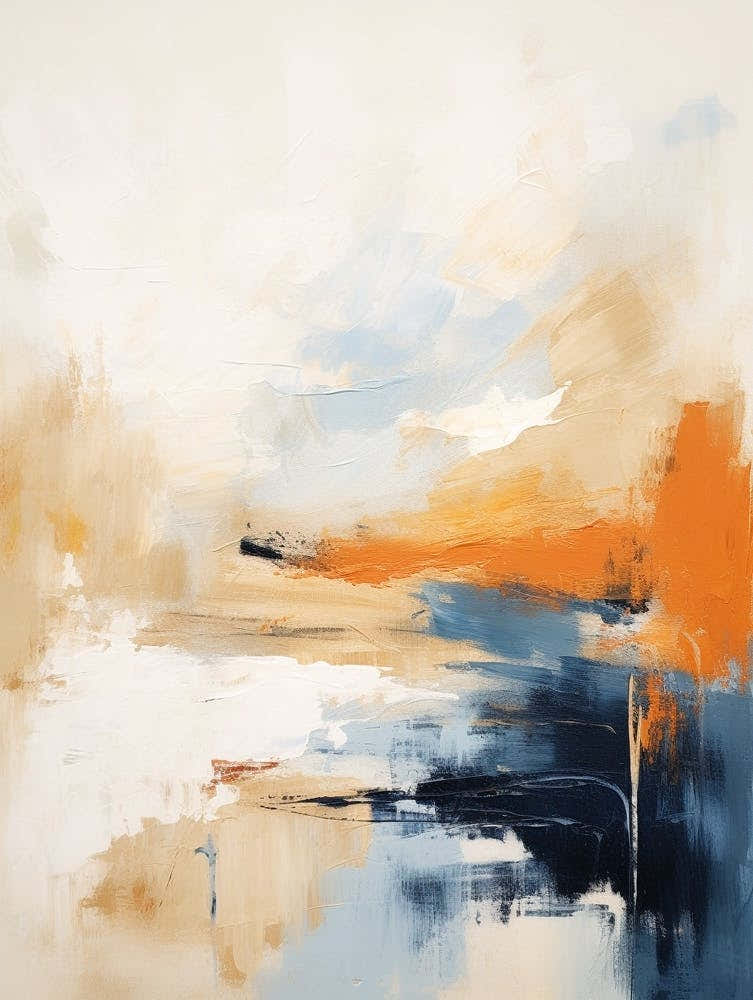 Navy And Orange Autumn Abstract Painting 7