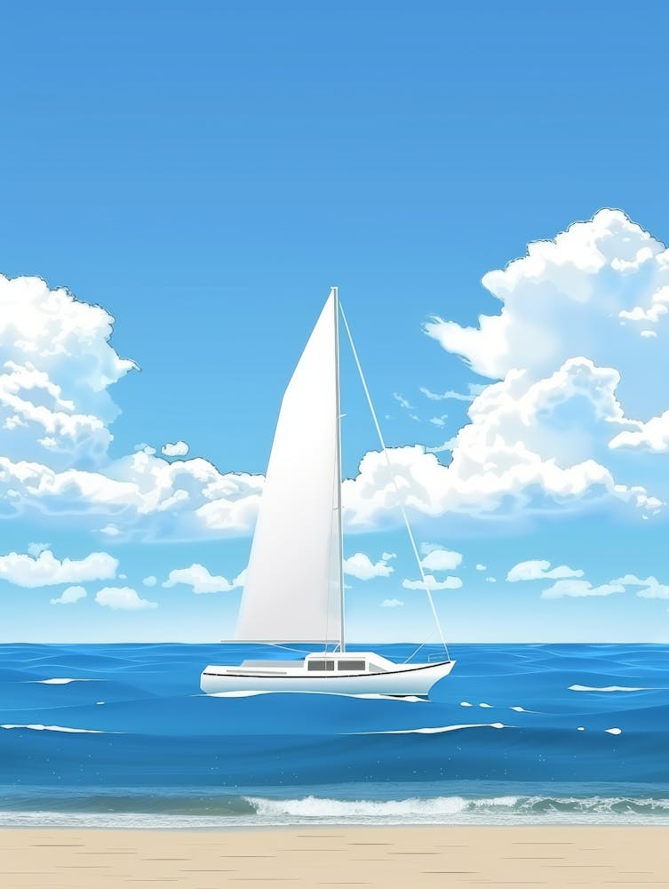 Sailboat On The Beach Vector