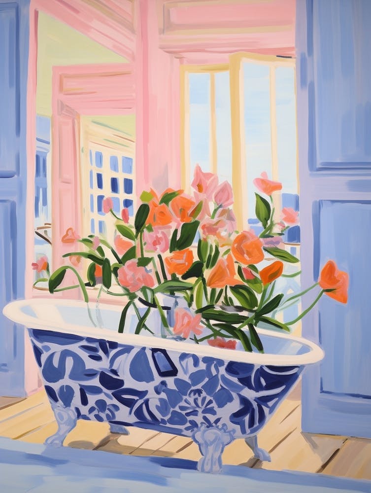 A Bathtube Full Of Sweet Pea In A Bathroom 2