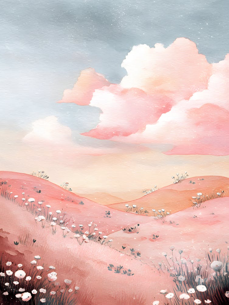 Gorgeous Serene Hill Pink Landscape 1