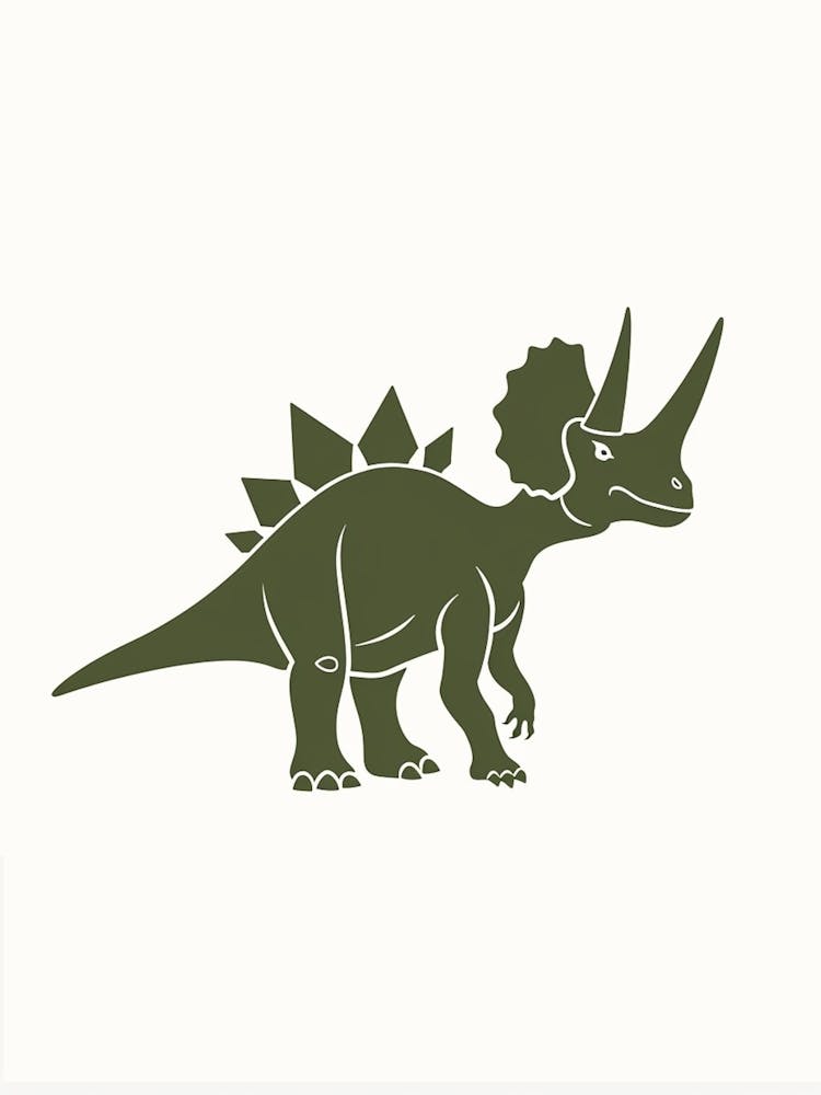 Khaki Green Dinosaur Silhouette