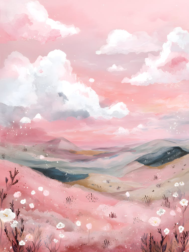 Gorgeous Serene Hill Pink Landscape 5