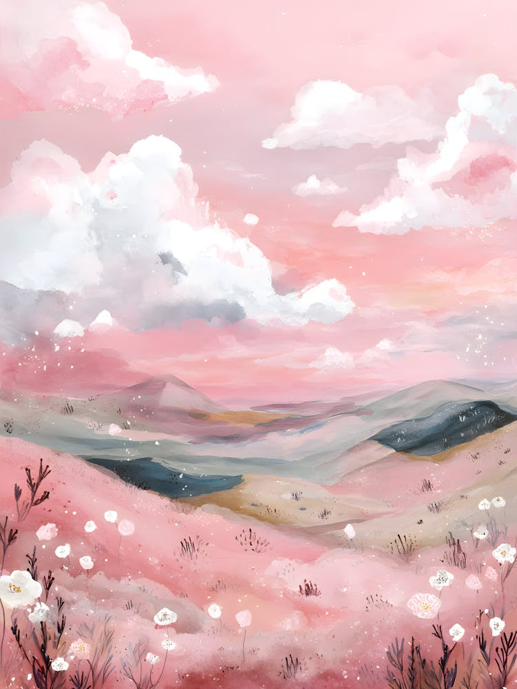 Gorgeous Serene Hill Pink Landscape 5