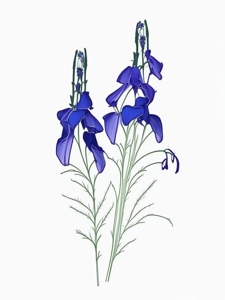 Delphinium Floral Minimal Line Drawing 1 Flower