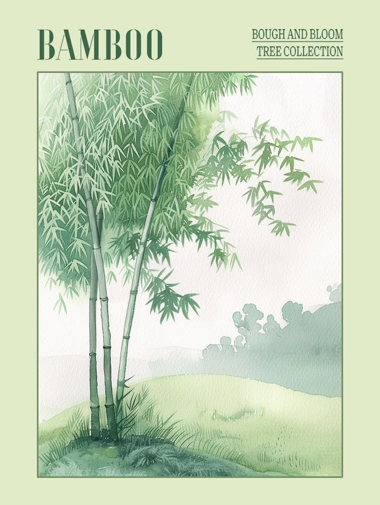 Bamboo Tree Atmospheric Watercolour Painting 7 Poster