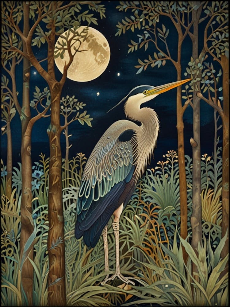 Héron bleu de nuit William Morris