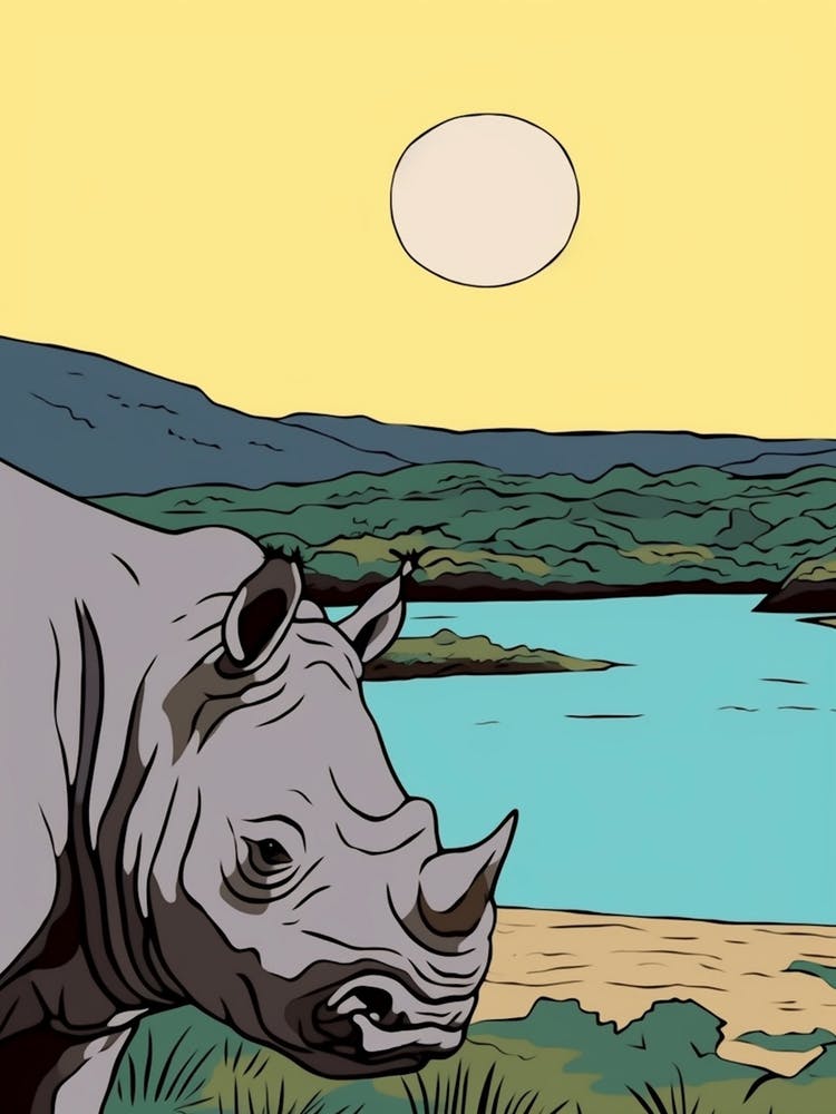 Geometric Line Rhino Portrait 1