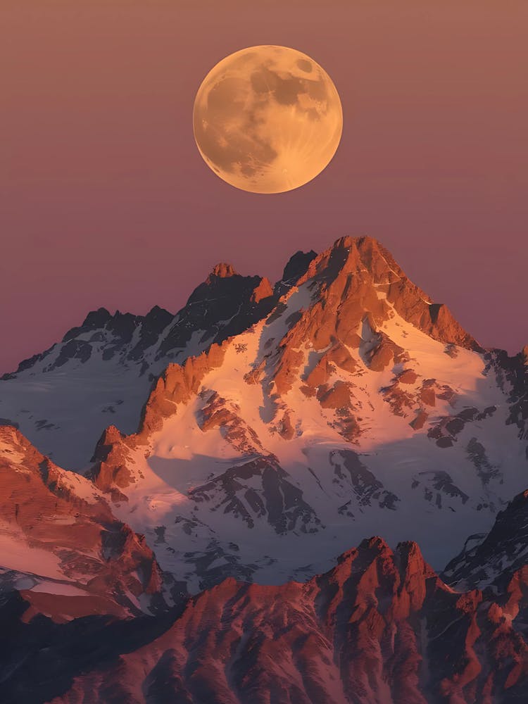 Full Moon Over Mountains 1