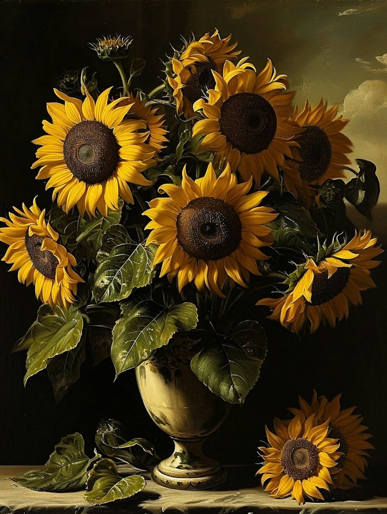 Baroque Floral Still Life Sunflower 3