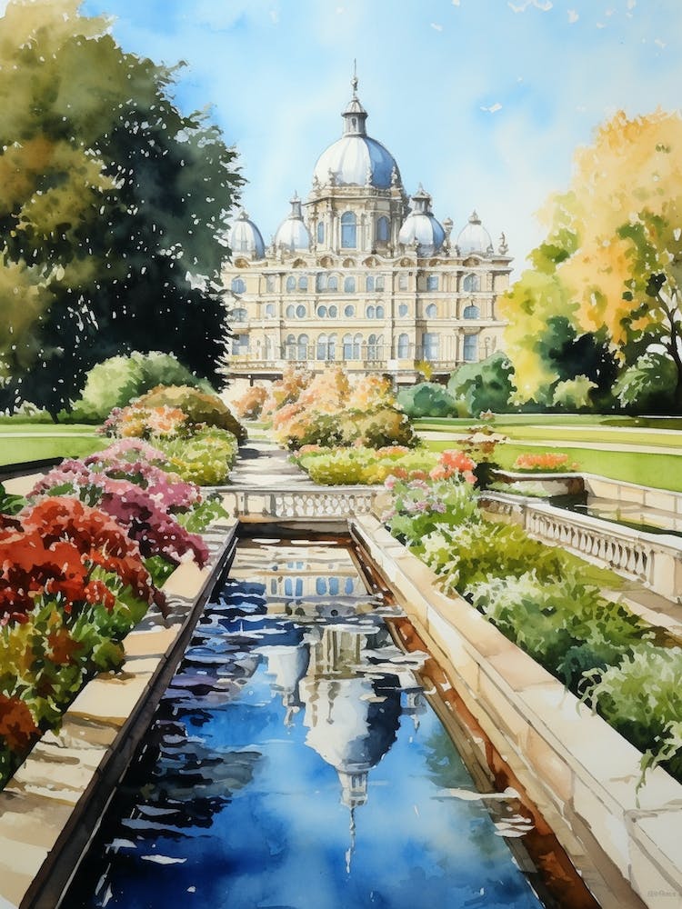 Jardins du Palais de Nymphenburg Allemagne Aquarelle 1