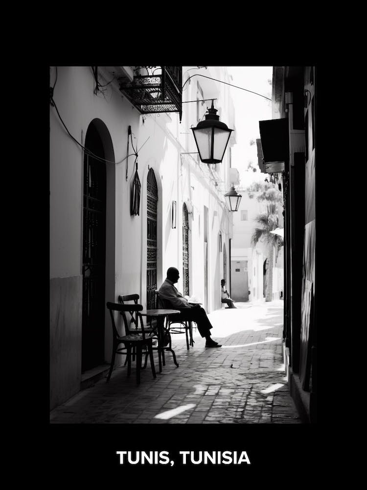 Poster Of Tunis, Tunisia, Mediterranean Black And White Photography Analogue 2