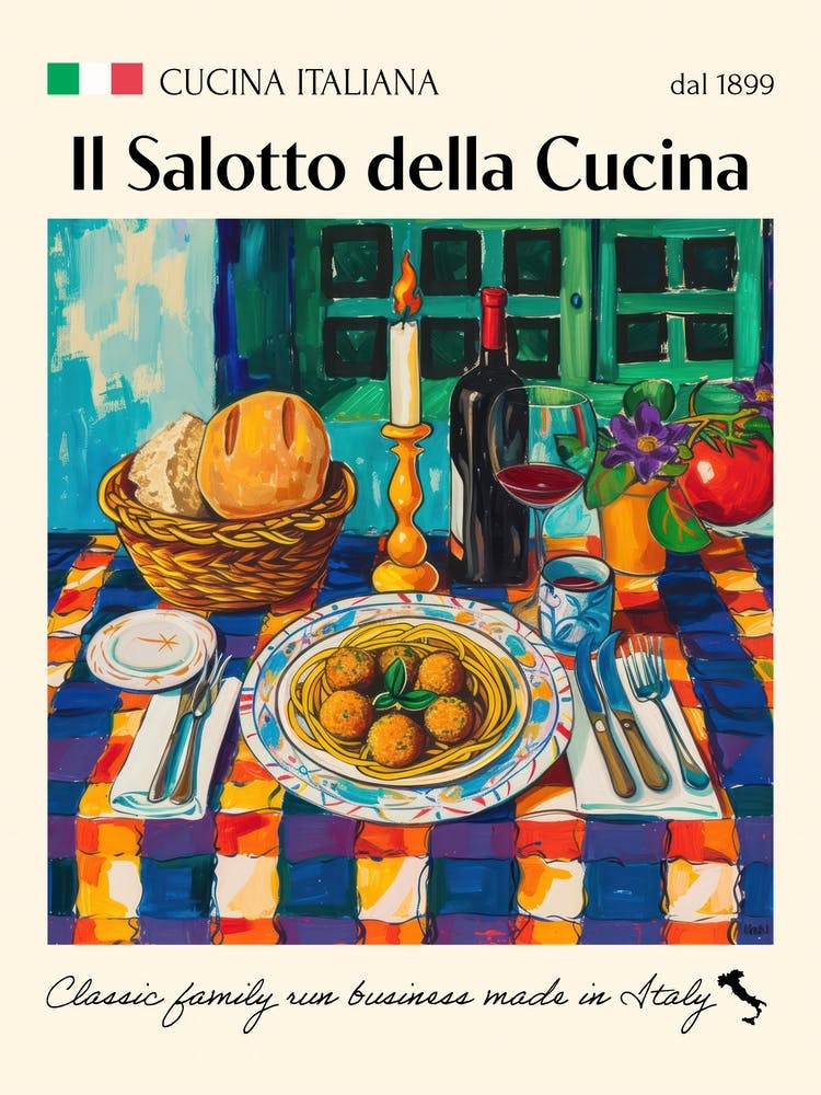Il Salotto Della Cucina Trattoria Italian Poster Food Kitchen