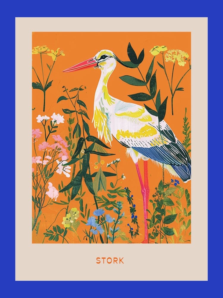Spring Birds Poster Stork 2