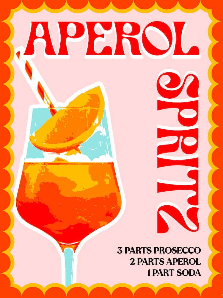 Aperol Spritz Kitchen Bar Pink Print